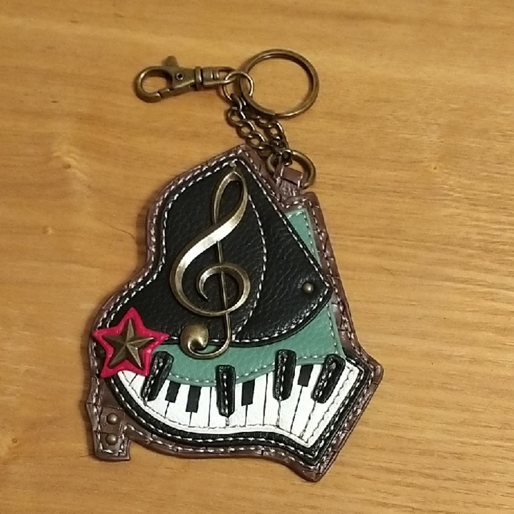 Piano Keychain And Coin Purse with Treble Clef and Star